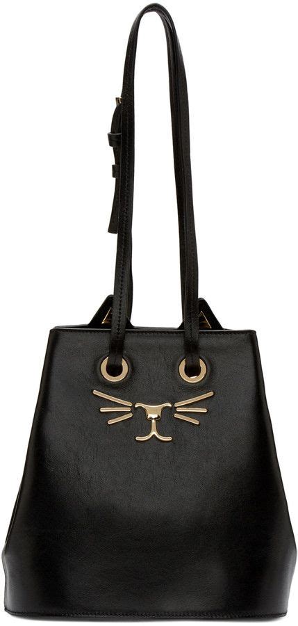 Charlotte Olympia: Black Feline Bucket Bag 